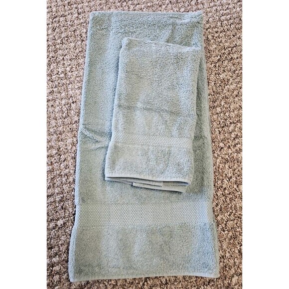 Other - JC Penney Home Collection Masterpiece Green Bath & Hand Towel Set Vtg No Tags